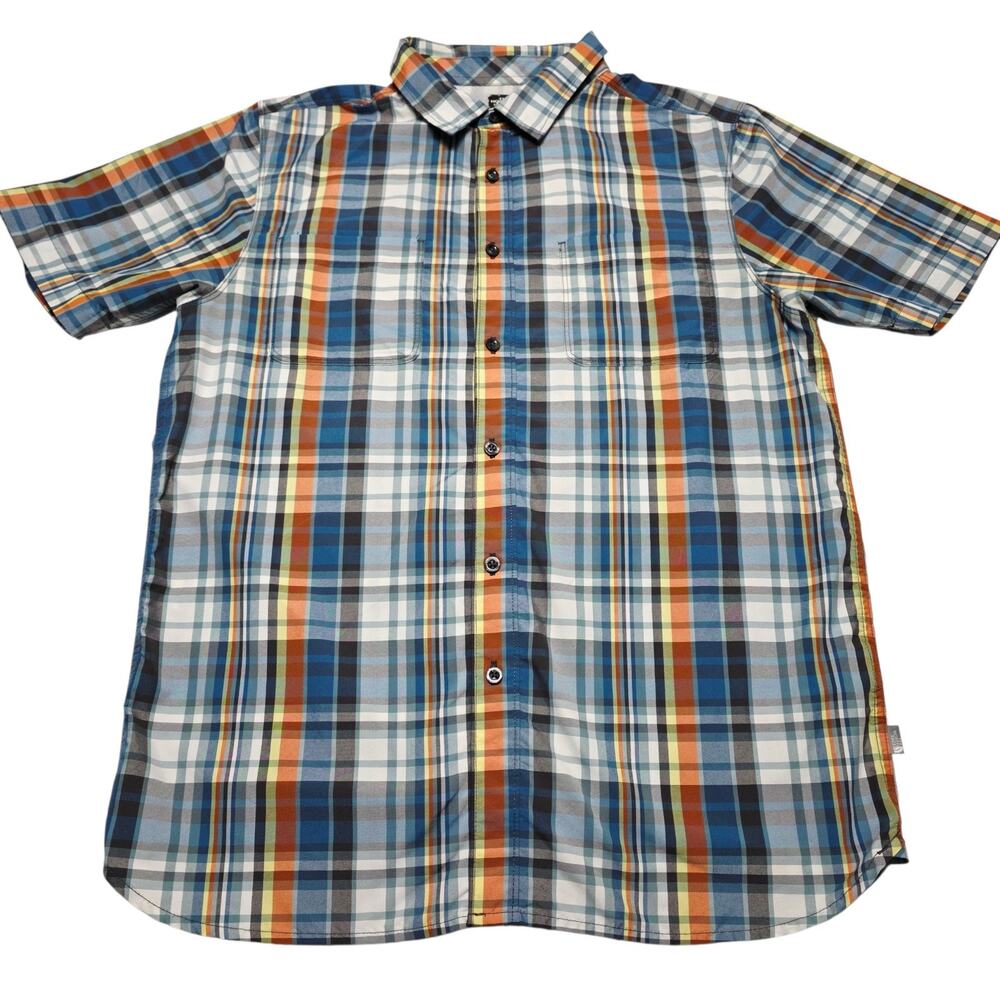 The North Face Solar Plaid Shirt Button Up Nylon Blend Pockets Men's Medium